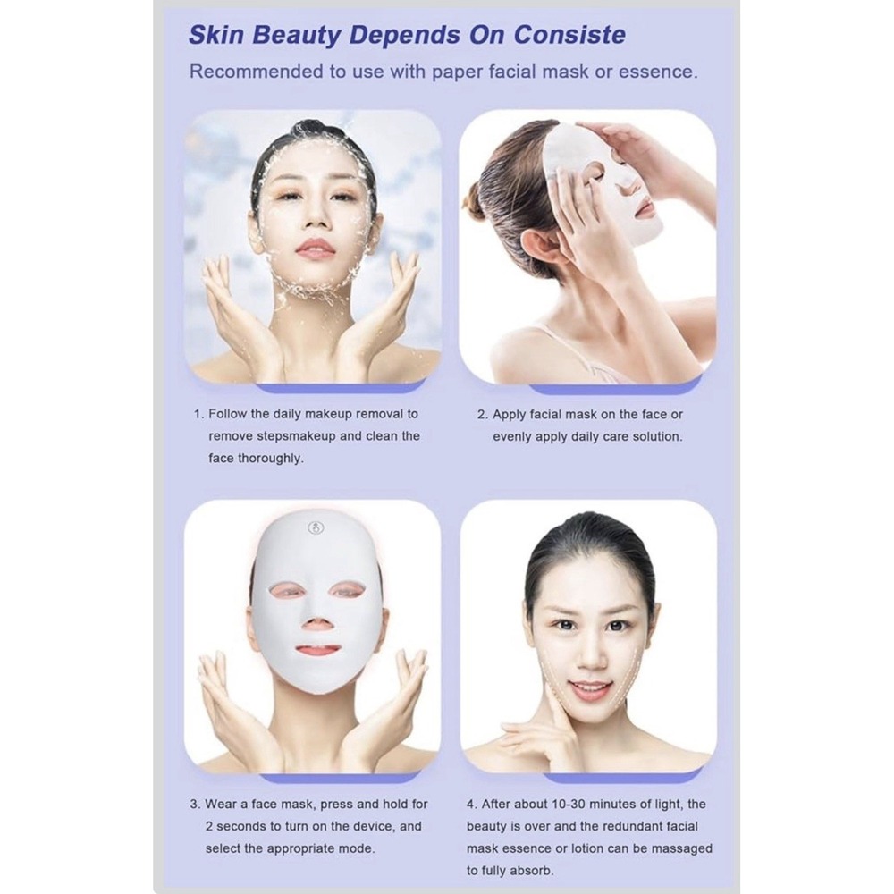 NEW Facial Beauty Mask 7 Color Light Therapy Skin Care Firming, Acne & Collagen - Picture 7 of 11